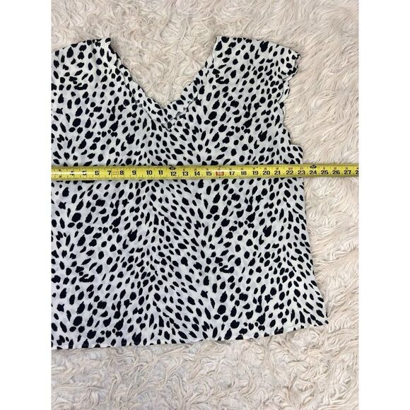Express Black & White Polka Dot Print Womens Sleeveless Blouse V-neck Size XL - Picture 4 of 10